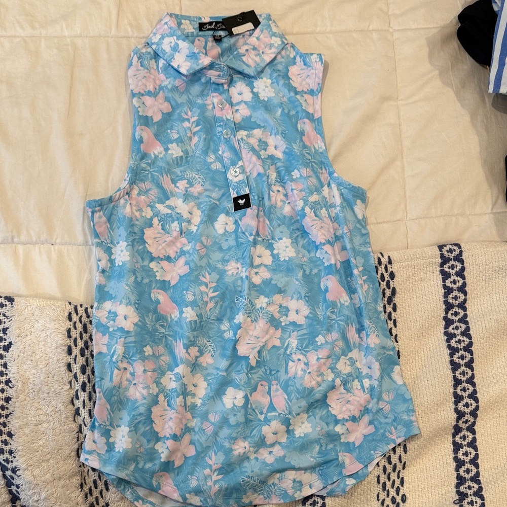 Bad Birdie Blue and Pink Floral Sleeveless Top NWT
